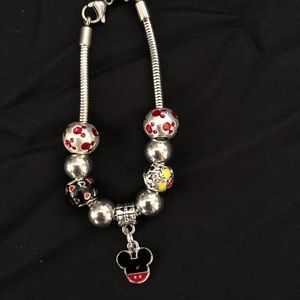 Mouse black and red charm bracelet